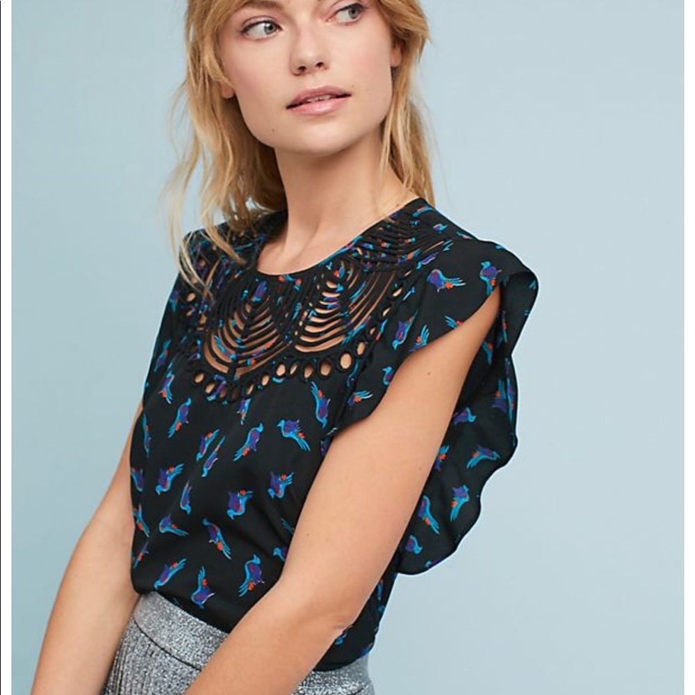 Anthropologie Rana Gill Fluttered Cutwork NWOT